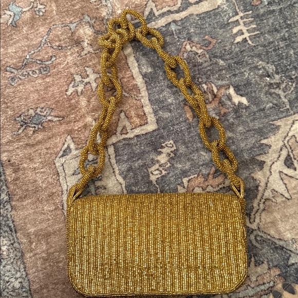 NEW Anthropologie The Fiona Gold beaded bag - Picture 8 of 8